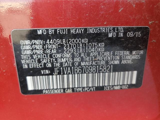 2016 SUBARU WRX JF1VA1B67G9815821