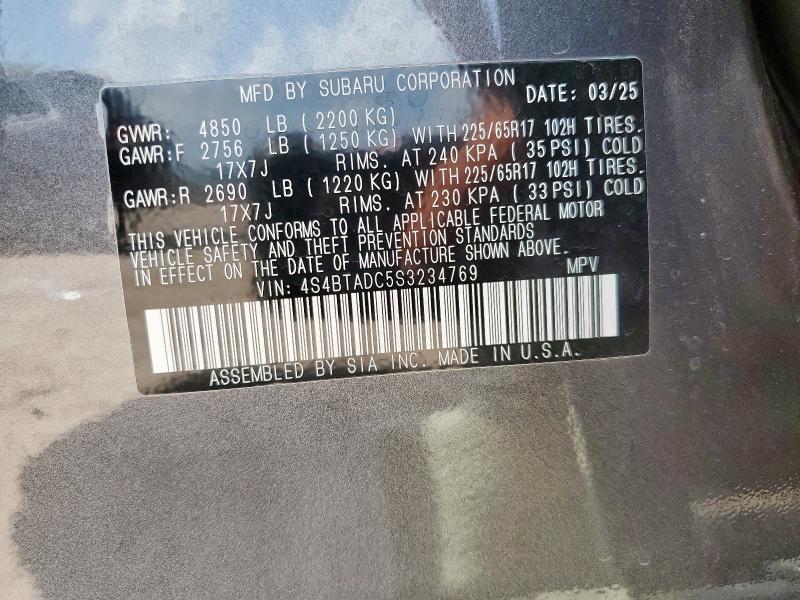 2025 SUBARU OUTBACK PR - 4S4BTADC5S3234769