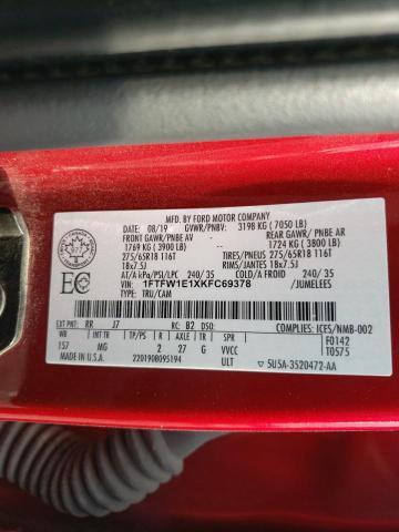 2019 FORD F150 SUPER - 1FTFW1E1XKFC69378