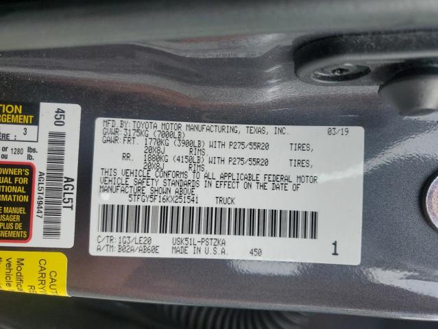2019 TOYOTA TUNDRA CRE - 5TFGY5F16KX251541
