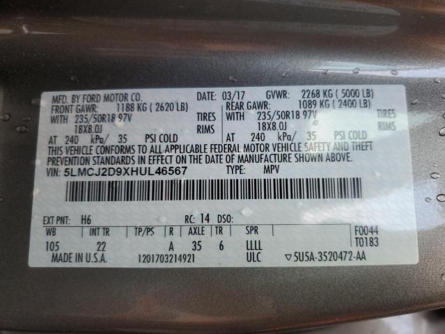 2017 LINCOLN MKC SELECT 5LMCJ2D9XHUL46567