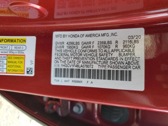 2020 HONDA ACCORD EX 1HGCV1F48LA078072