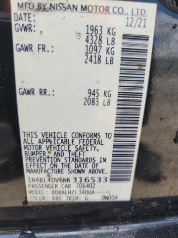 2022 NISSAN ALTIMA SV - 1N4BL4DV6NN316533