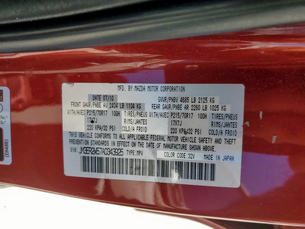 2010 MAZDA CX-7 - JM3ER2W57A0343925