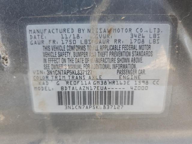 2019 NISSAN VERSA S 3N1CN7AP5KL837127