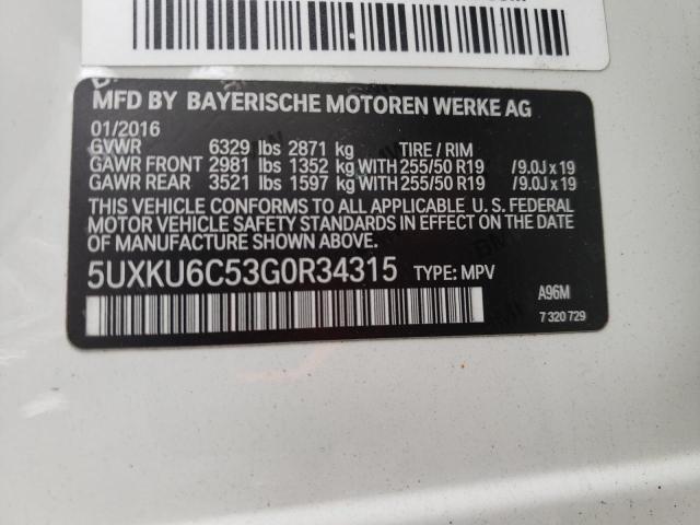 2016 BMW X6 XDRIVE5 - 5UXKU6C53G0R34315