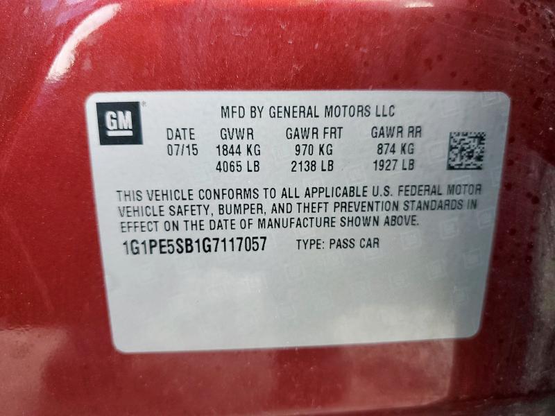 2016 CHEVROLET CRUZE LIMI 1G1PE5SB1G7117057