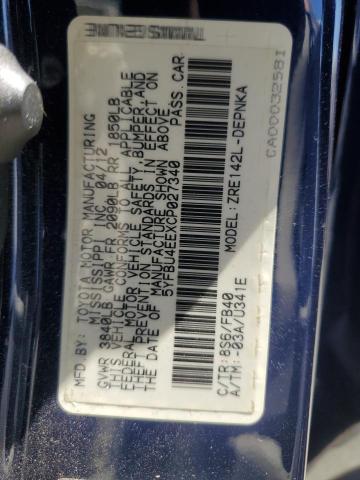 2012 TOYOTA COROLLA BA - 5YFBU4EEXCP027340