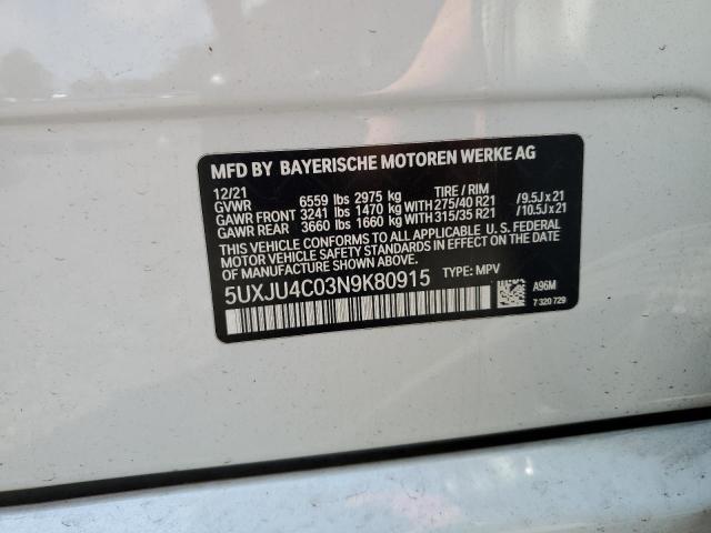 2022 BMW X5 M50I 5UXJU4C03N9K80915