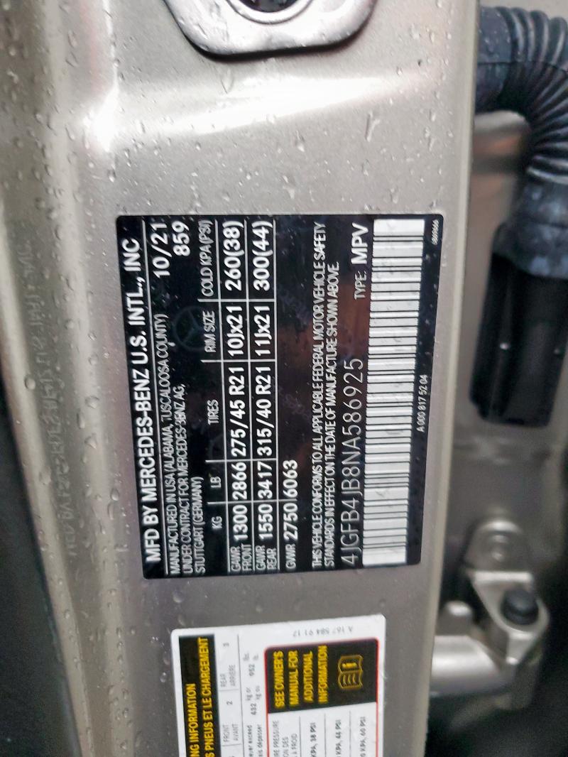 2022 MERCEDES-BENZ GLE 350 4JGFB4JB8NA586925