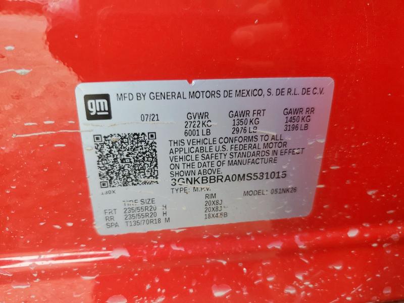 2021 CHEVROLET BLAZER 1LT 3GNKBBRA0MS581015