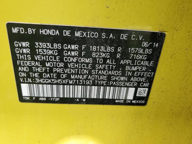 2015 HONDA FIT LX 3HGGK5H5XFM713193