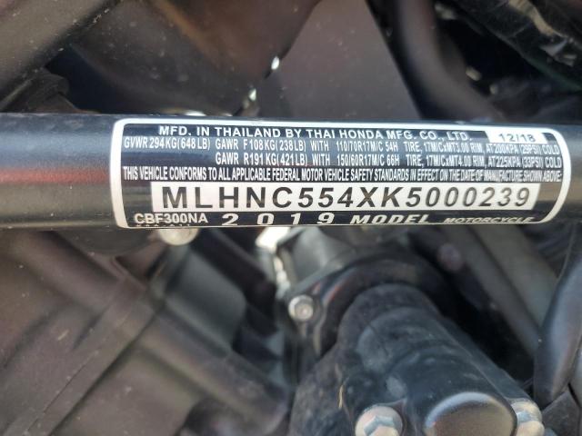 2019 HONDA CBF300 NA MLHNC554XK5000239