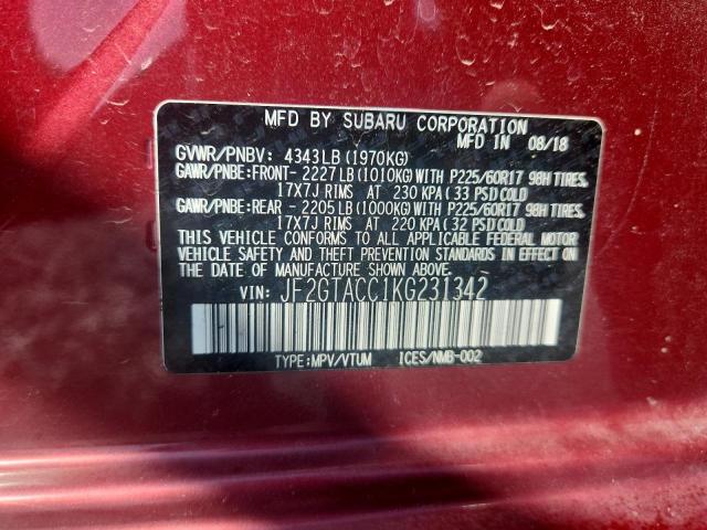 2019 SUBARU CROSSTREK JF2GTACC1KG231342