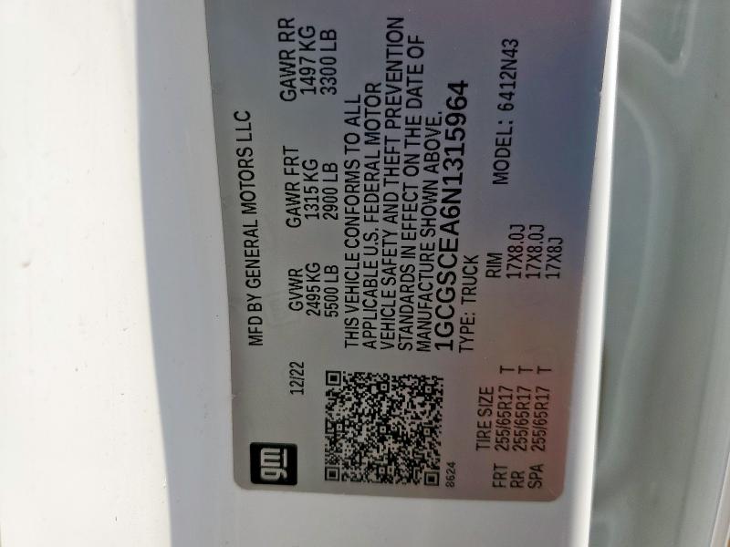 2022 CHEVROLET COLORADO L 1GCGSCEA6N1315964