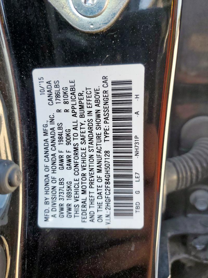 2016 HONDA CIVIC EX 2HGFC2F84GH507128