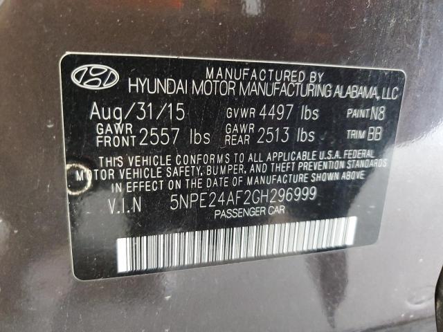 2016 HYUNDAI SONATA 5NPE24AF2GH296999