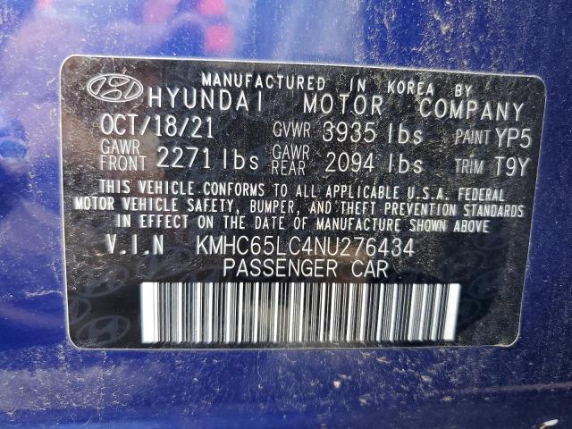 2022 HYUNDAI IONIQ BLUE KMHC65LC4NU276434