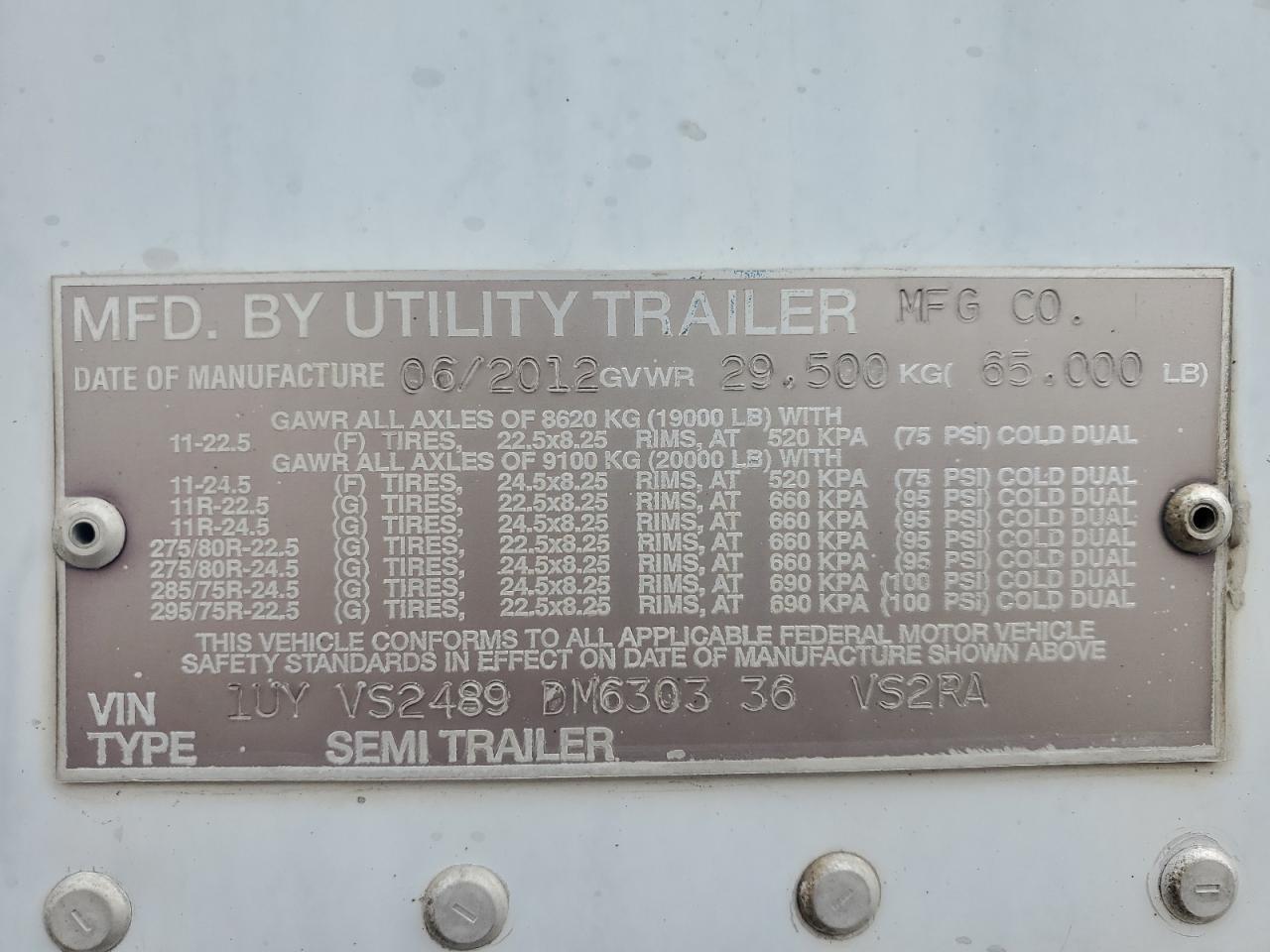 Lot #3264516520 2013 UTILITY VS2RA