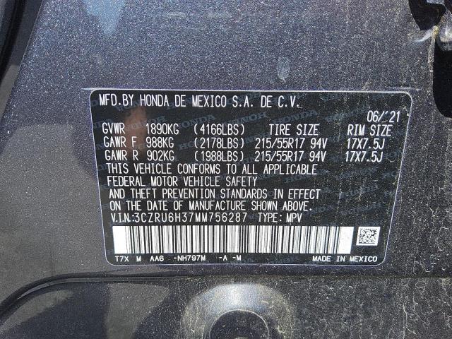 2021 HONDA HR-V LX 3CZRU6H37MM756287