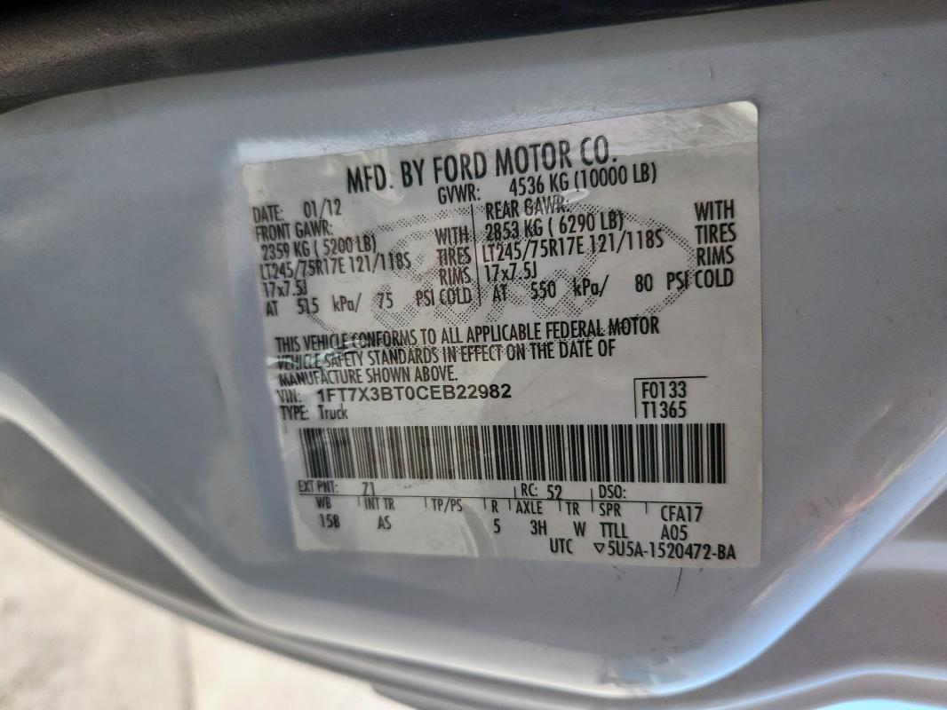 2012 FORD F350 SUPER - 1FT7X3BT0CEB22982