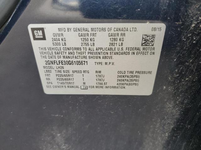 2016 CHEVROLET EQUINOX LT 2GNFLFE30G6105671