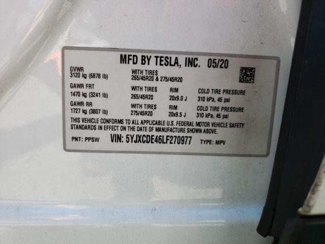 2020 TESLA MODEL X 5YJXCDE46LF270977