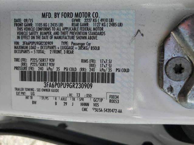 2016 FORD FUSION SE - 3FA6P0PU9GR230909