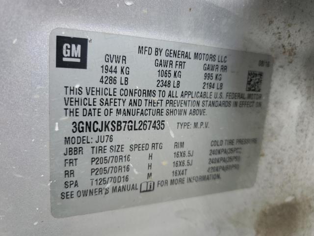 2016 CHEVROLET TRAX LS 3GNCJKSB7GL267435