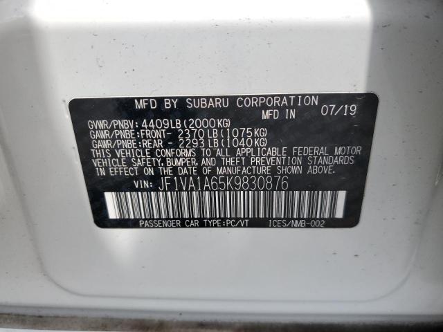 2019 SUBARU WRX JF1VA1A65K9830876