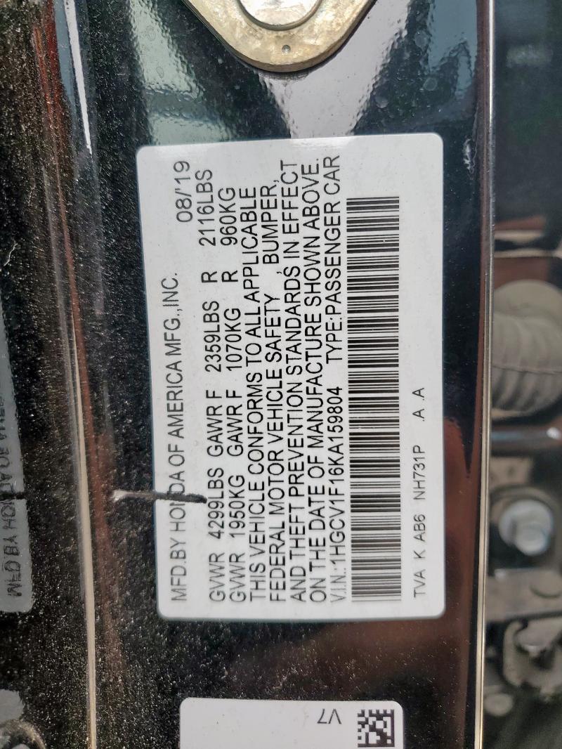 2019 HONDA ACCORD LX 1HGCV1F16KA159804