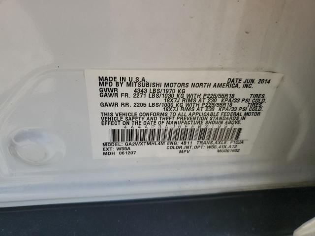 2014 MITSUBISHI OUTLANDER - 4A4AP3AU6EE031999