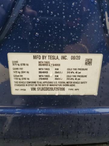 2020 TESLA MODEL X 5YJXCDE20LF297896