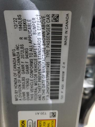 2023 HONDA CIVIC SPORT 2HGFE2F57PH511495