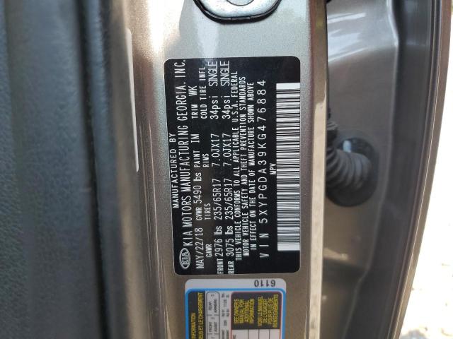 2019 KIA SORENTO L 5XYPGDA39KG476884