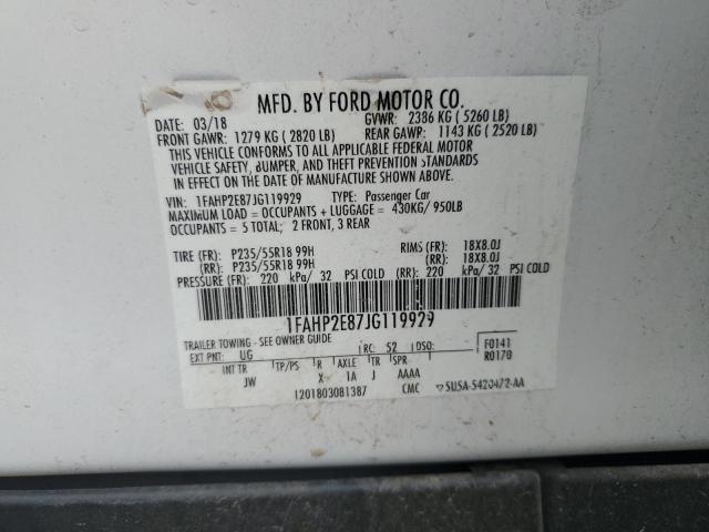 2018 FORD TAURUS SEL 1FAHP2E87JG119929