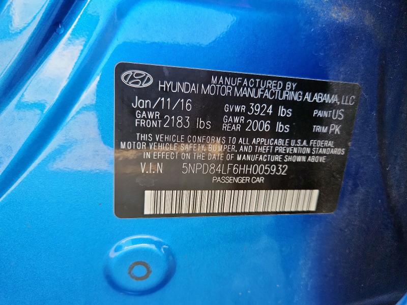 2017 HYUNDAI ELANTRA SE 5NPD84LF6HH005932