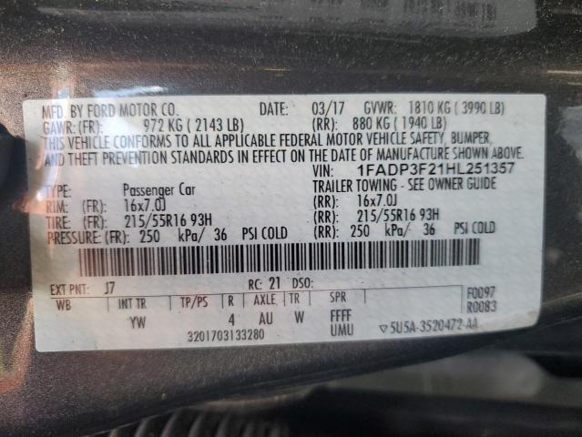 2017 FORD FOCUS SE 1FADP3F21HL251357