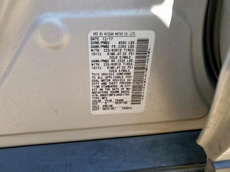2018 NISSAN ROGUE SL JN8AT2MT5JW461760