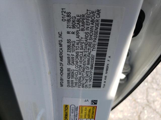 2021 HONDA ACCORD LX 1HGCV1F14MA033007