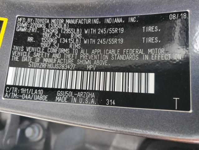 2018 TOYOTA HIGHLANDER 5TDYZRFH0JS283427