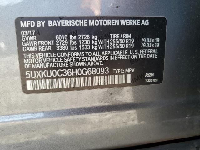2017 BMW X6 SDRIVE3 5UXKU0C36H0G68093