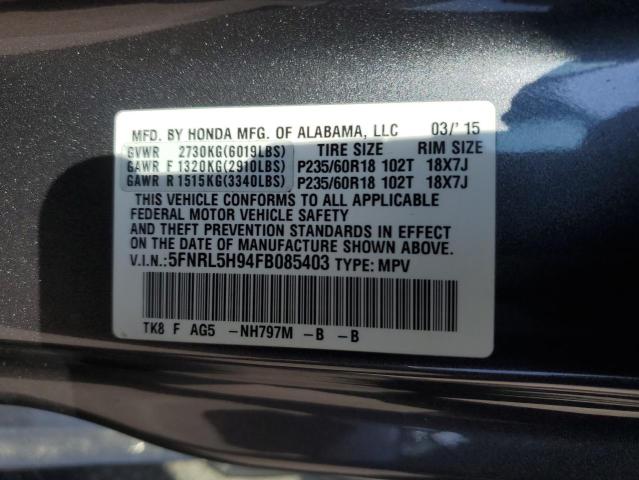 2015 HONDA ODYSSEY TO 5FNRL5H94FB085403