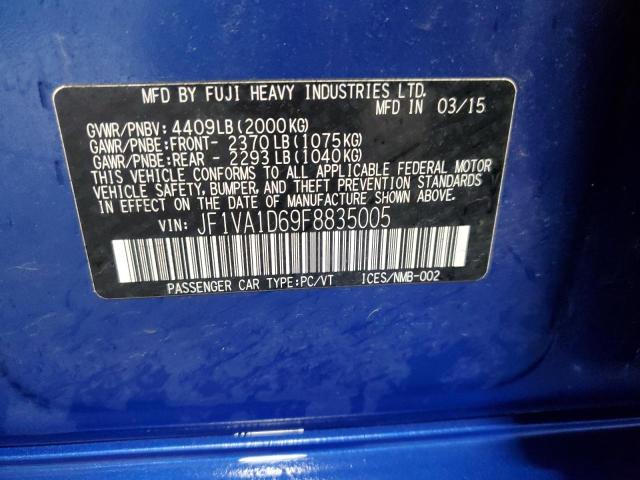 2015 SUBARU WRX PREMIU JF1VA1D69F8835005