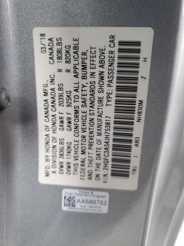 2018 HONDA CIVIC SI 2HGFC3A54JH753817