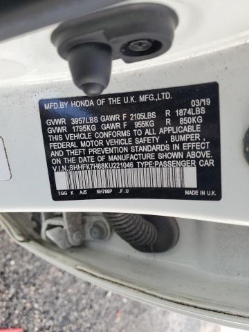 2019 HONDA CIVIC EX SHHFK7H68KU221046
