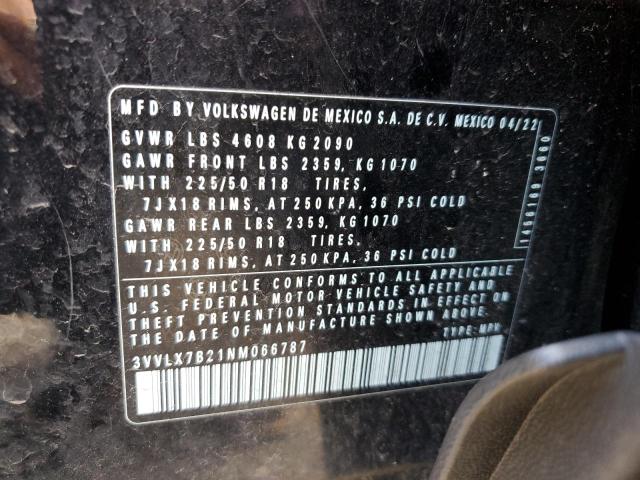 2022 VOLKSWAGEN TAOS SE IQ 3VVLX7B21NM066787