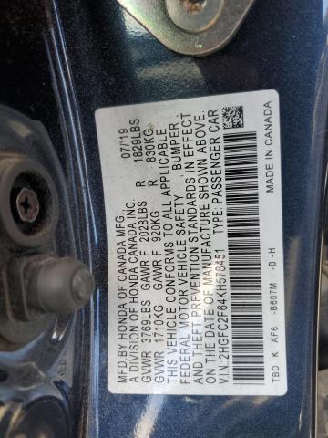 2019 HONDA CIVIC LX 2HGFC2F64KH578451