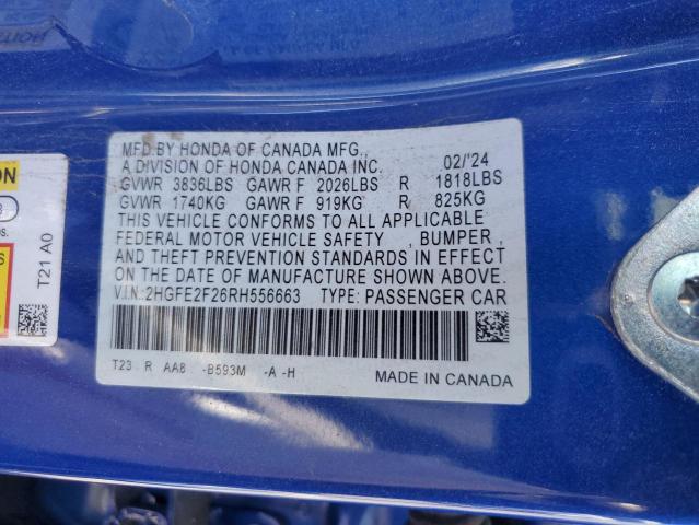 2024 HONDA CIVIC LX - 2HGFE2F26RH556663