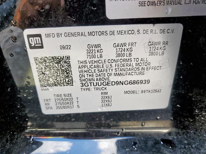 2022 GMC SIERRA K15 - 3GTUUGED9NG686939